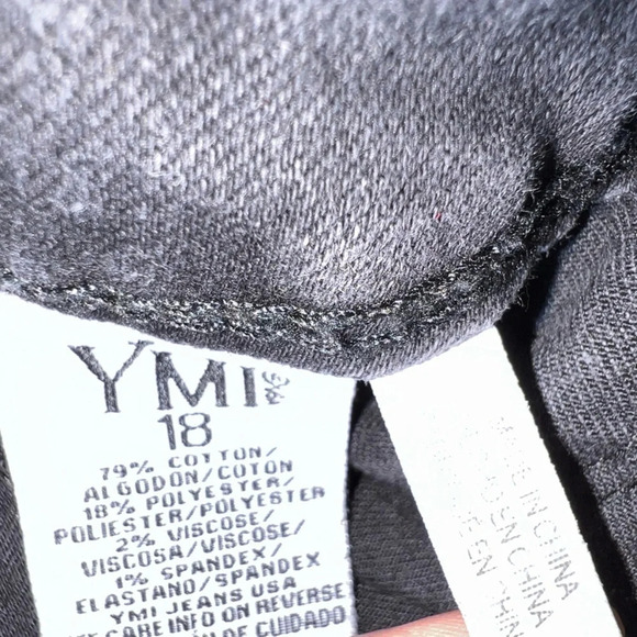 YMI wanna better butt, 18, black, stretch cuffed button zip, 5 pocket denim - Picture 7 of 9